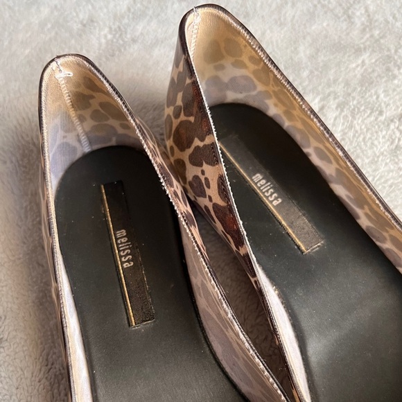 Melissa Peep Toe Jelly Ballerina Ballet Flats Leopard Animal Print Sz 5 - Picture 10 of 12